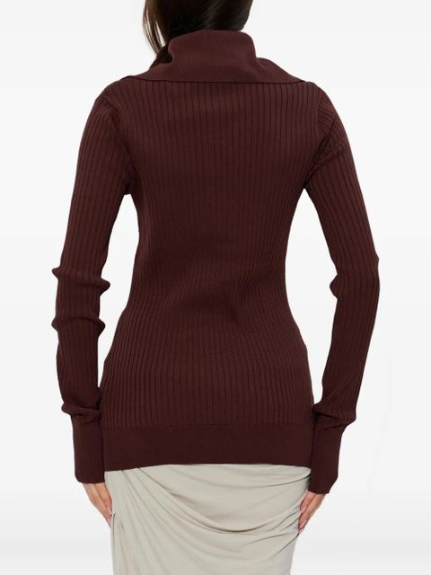 ENTIRE STUDIOS ribbed-buttoned polo - Brown