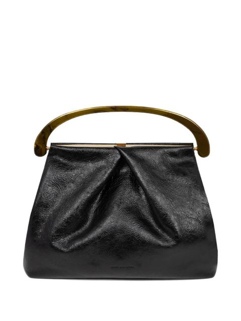 DRIES VAN NOTEN pleated leather tote bag - Black - zdjęcie produktu nr 1