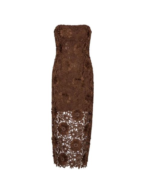 ROTATE BIRGER CHRISTENSEN 3D lace midi dress - Brown - zdjęcie produktu nr 1