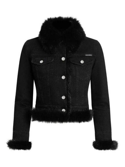 Dolce & Gabbana faux fur-trimmed denim jacket - Black - zdjęcie produktu nr 1
