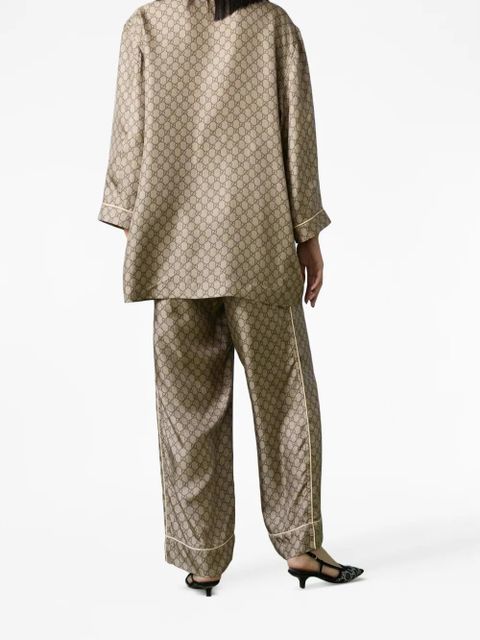 Gucci GG Supreme silk pallazzo trousers - Brown