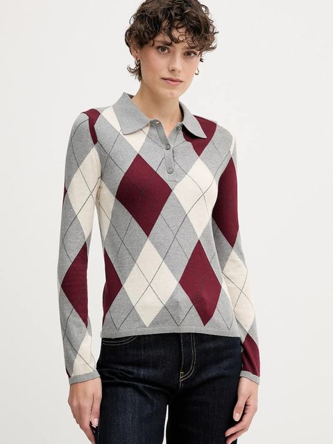 Tommy Hilfiger sweter bawełniany damski kolor szary lekki WW0WW48393 - zdjęcie produktu nr 1