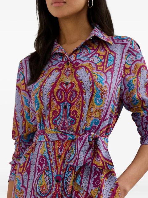 Lauren Ralph Lauren paisley-pattern buttoned shirt midi dress - Purple