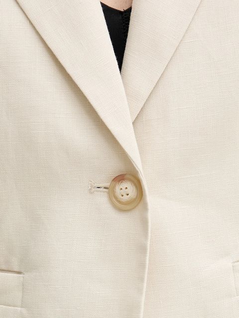 United Colors of Benetton marynarka lniana kolor beżowy jednorzędowa gładka 2AGHDW037