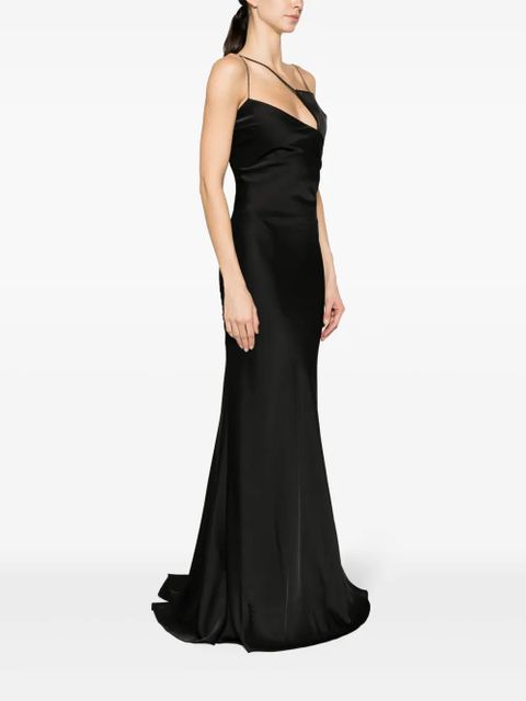 The Attico Melva cut-out satin gown - Black