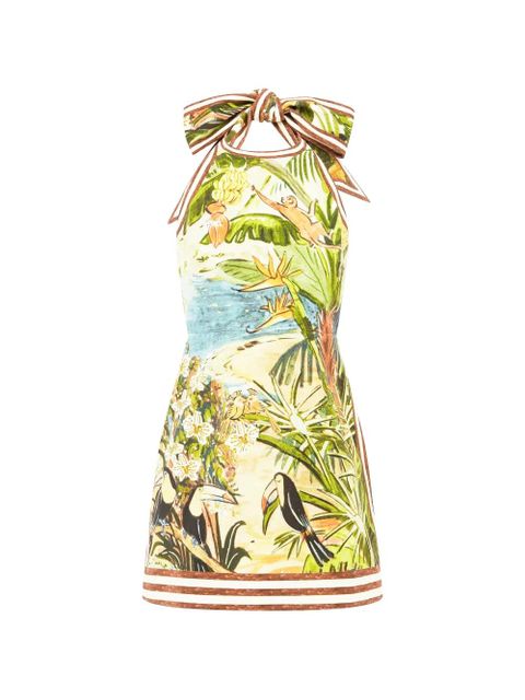 ALEMAIS Toucan Tango halter printed mini dress - Green - zdjęcie produktu nr 1