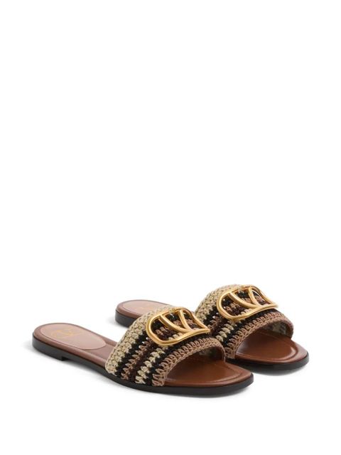 Valentino Garavani VLogo Signature embroidered sandals - Neutrals - zdjęcie produktu nr 2