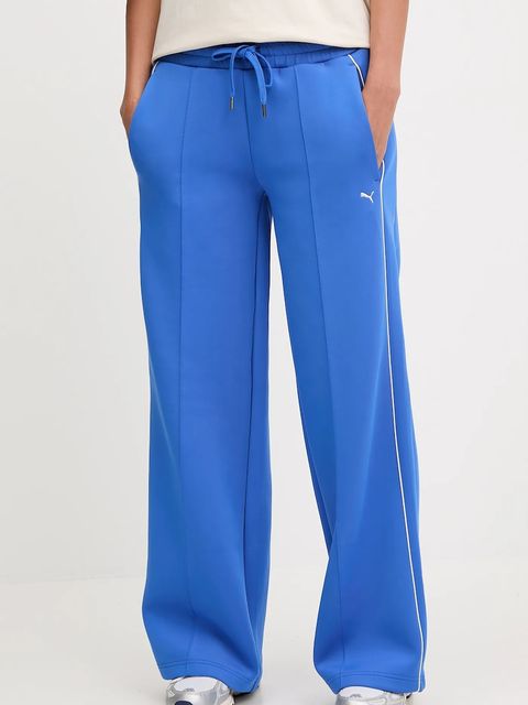 Puma spodnie dresowe bawełniane damskie kolor niebieski gładkie 632332 - zdjęcie produktu nr 1