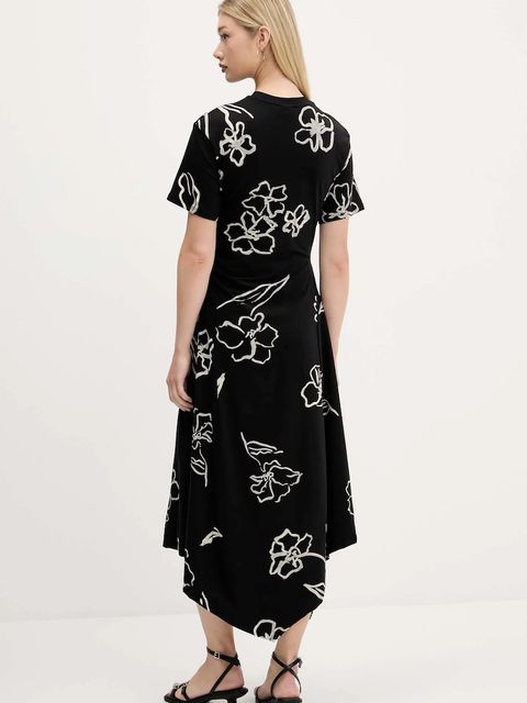 Desigual sukienka CALMA kolor czarny midi rozkloszowana 25WWVK44