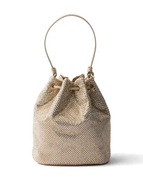 Prada crystal-embellished drawstring bucket bag - Neutrals - zdjęcie produktu nr 2