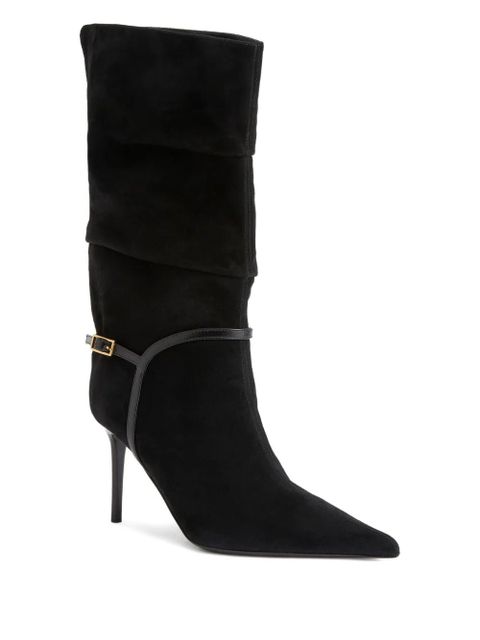 Giuseppe Zanotti 85mm SECRET pleated suede boots - Black