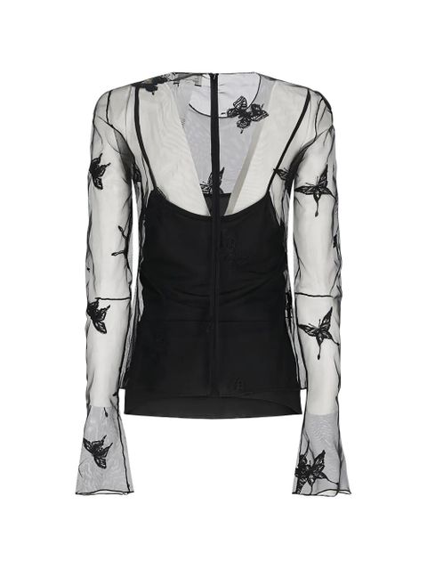 Blumarine butterfly net blouse - Black - zdjęcie produktu nr 2