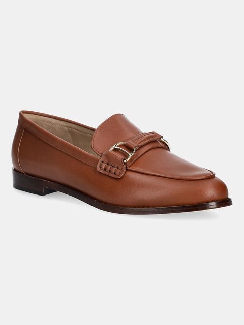 Lauren Ralph Lauren mokasyny skórzane Tasha Loafer damskie kolor brązowy na płaskim obcasie 802P02121002 - zdjęcie produktu nr 1