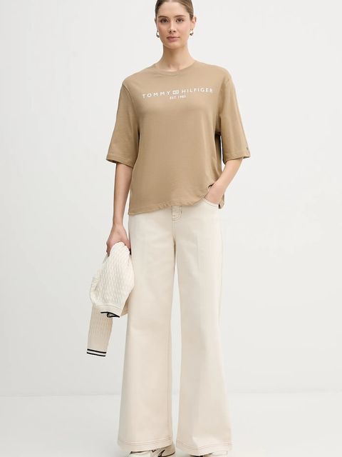 Tommy Hilfiger t-shirt bawełniany damski kolor zielony WW0WW47811 - zdjęcie produktu nr 2