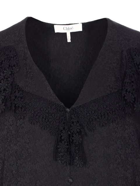 Chloé lace-trim long-sleeve blouse - Black