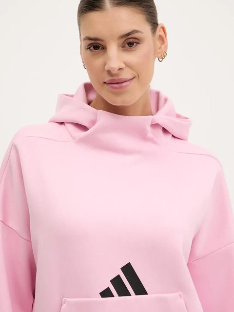 adidas bluza Z.N.E. damska kolor różowy z kapturem z nadrukiem JD5992