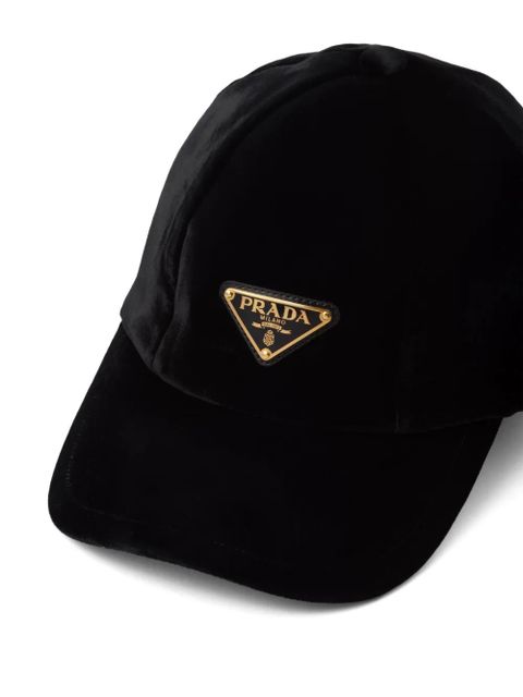 Prada triangle-logo velvet baseball cap - Black - zdjęcie produktu nr 2