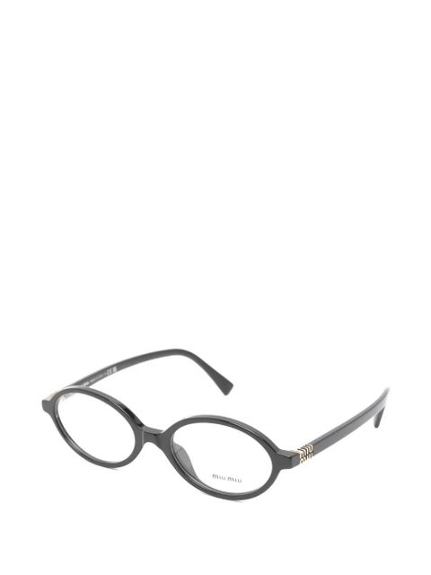 Miu Miu Eyewear logo-plaque oval-frame glasses - Black - zdjęcie produktu nr 2