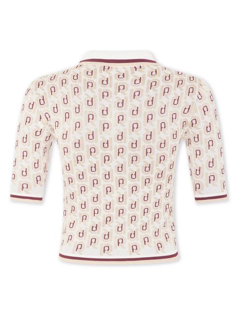 Rabanne monogram-jacquard short-sleeve top - Neutrals - zdjęcie produktu nr 2