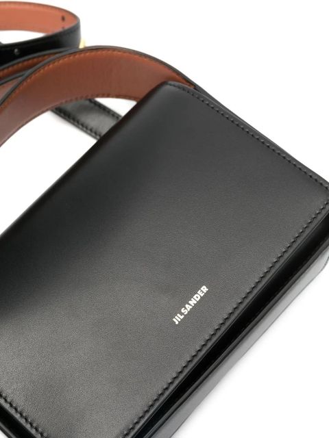 Jil Sander logo-detail leather satchel bag - Black