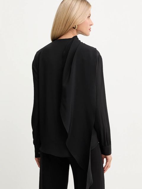 Simona Corsellini bluzka z dodatkiem jedwabiu damska kolor czarny gładka A25CPCA00801