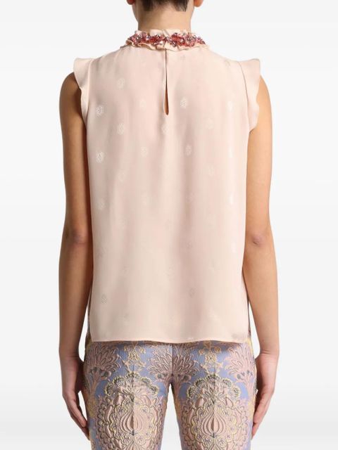 ETRO embellished silk top - Pink
