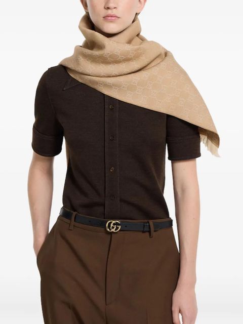 Gucci monogram fringed scarf - Neutrals