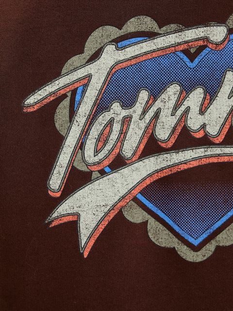 Tommy Jeans bluza bawełniana damska kolor brązowy z nadrukiem DW0DW21602