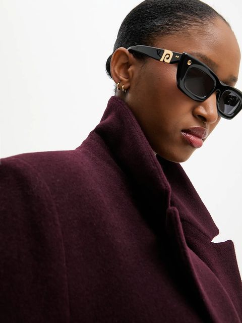 Answear.LAB płaszcz wełniany kolor bordowy przejściowy dwurzędowy