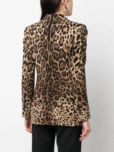 Dolce & Gabbana leopard-print single-breasted blazer - Black