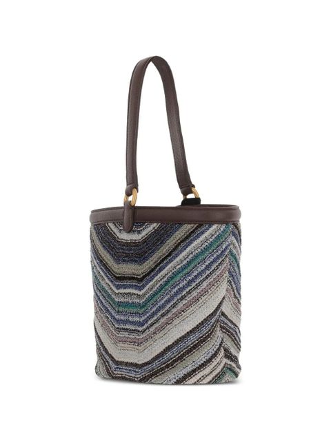 Missoni chevron-knit leather-trim shoulder bag - Blue