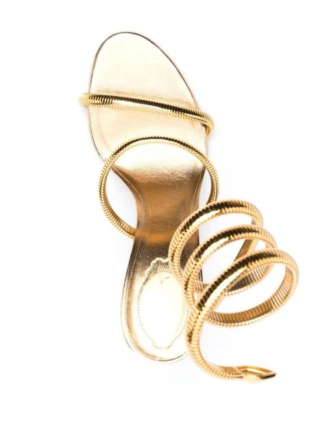 René Caovilla 105mm wraparound leather sandals - Gold