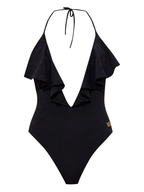 Balmain ruffled halterneck swimsuit - Black - zdjęcie produktu nr 1