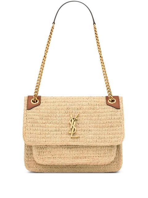Saint Laurent medium Niki raffia-chain shoulder bag - Neutrals - zdjęcie produktu nr 1