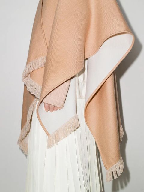 FENDI fringed logo poncho - Neutrals