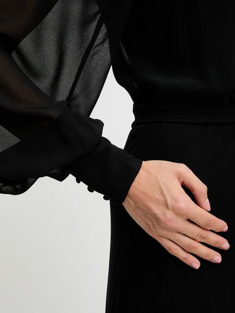 Bardot sukienka kolor czarny maxi rozkloszowana 59944DB