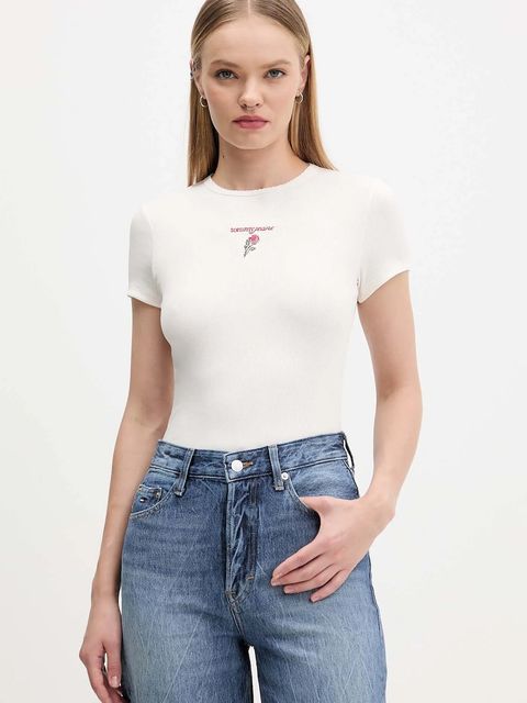 Tommy Jeans t-shirt damski kolor beżowy DW0DW21787 - zdjęcie produktu nr 1