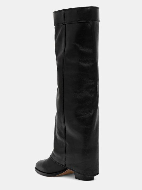 Nokwol kozaki skórzane Weather Black Leather damskie kolor czarny na słupku Weather Black Leather