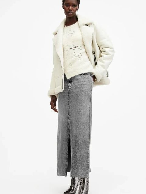 AllSaints spódnica jeansowa NOIR MAXI kolor czarny maxi prosta W023RB