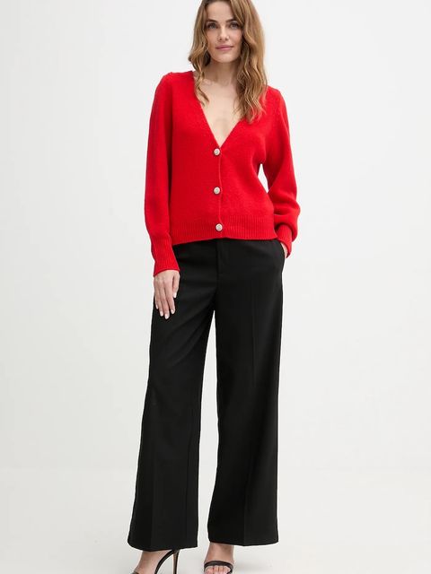 Morgan kardigan z dodatkiem wełny damski kolor czerwony MGOJI