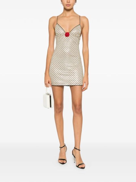Oséree polka-dot appliqué mini dress - Neutrals