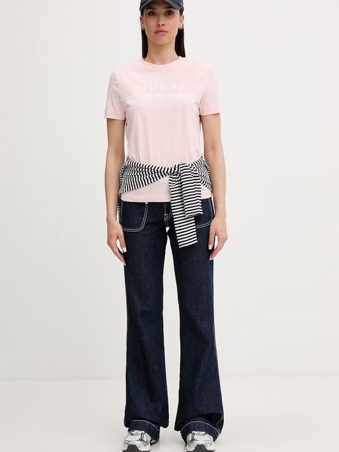 Guess T-shirt damski bawełniany z elastanem SIENA - zdjęcie produktu nr 1