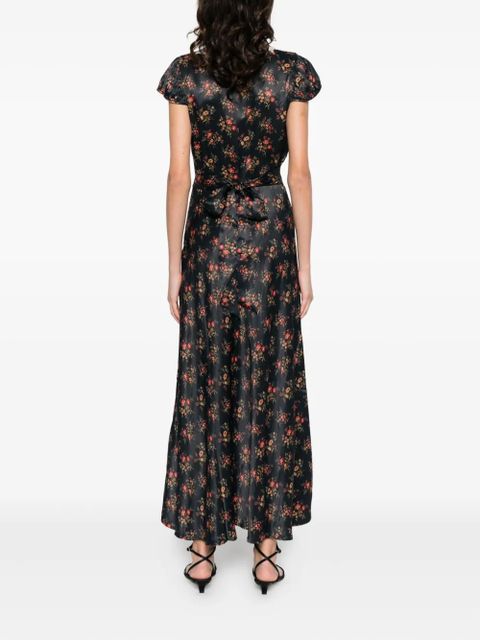 DÔEN Coraline lace flower midi dress - Black