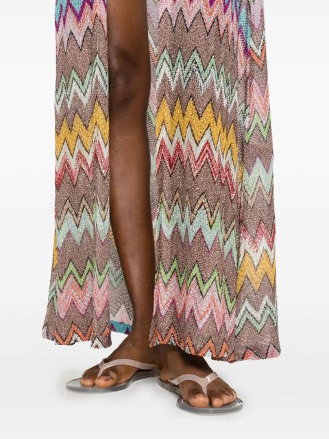 Missoni zigzag-pattern V-neck cover-up - Brown