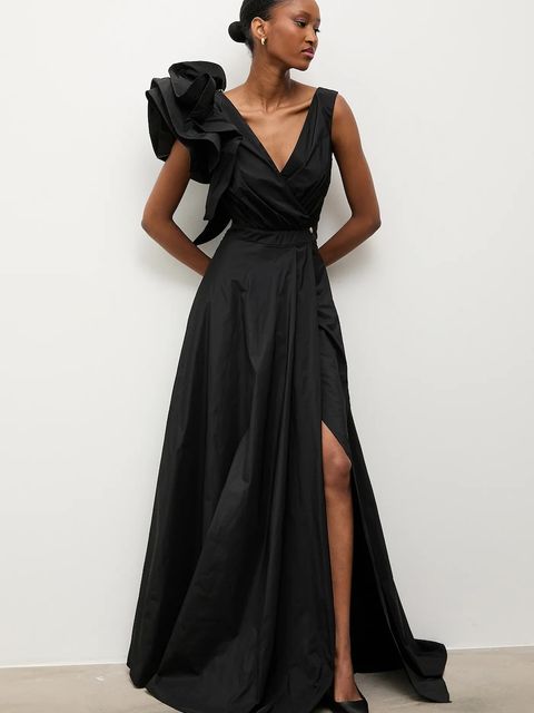 Answear.LAB sukienka kolor czarny maxi rozkloszowana - zdjęcie produktu nr 2