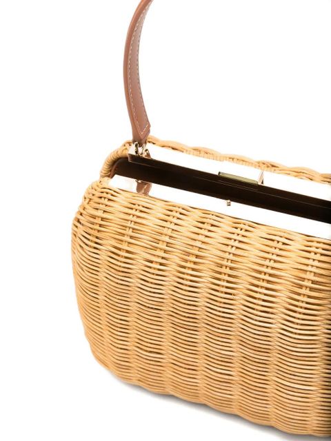 Self-Portrait mini Cherry woven top-handle bucket bag - Neutrals