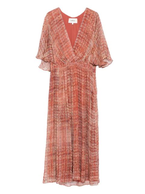 Ba&Sh Romance pleated print midi dress - Pink - zdjęcie produktu nr 1