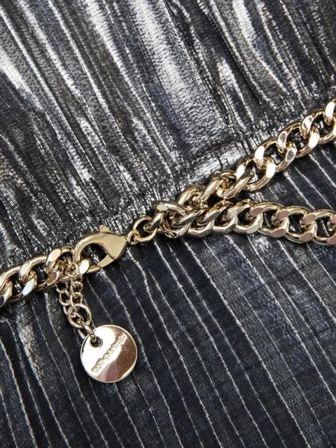 Self-Portrait bow-detail pleated dress - Grey