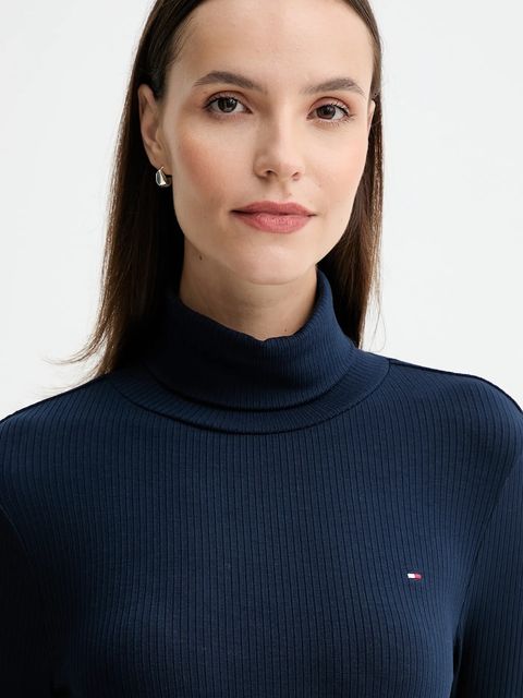 Tommy Hilfiger longsleeve damski kolor granatowy z golfem WW0WW39826