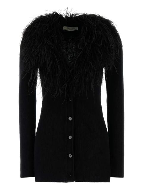 Blumarine feather-trim wool cardigan - Black - zdjęcie produktu nr 1
